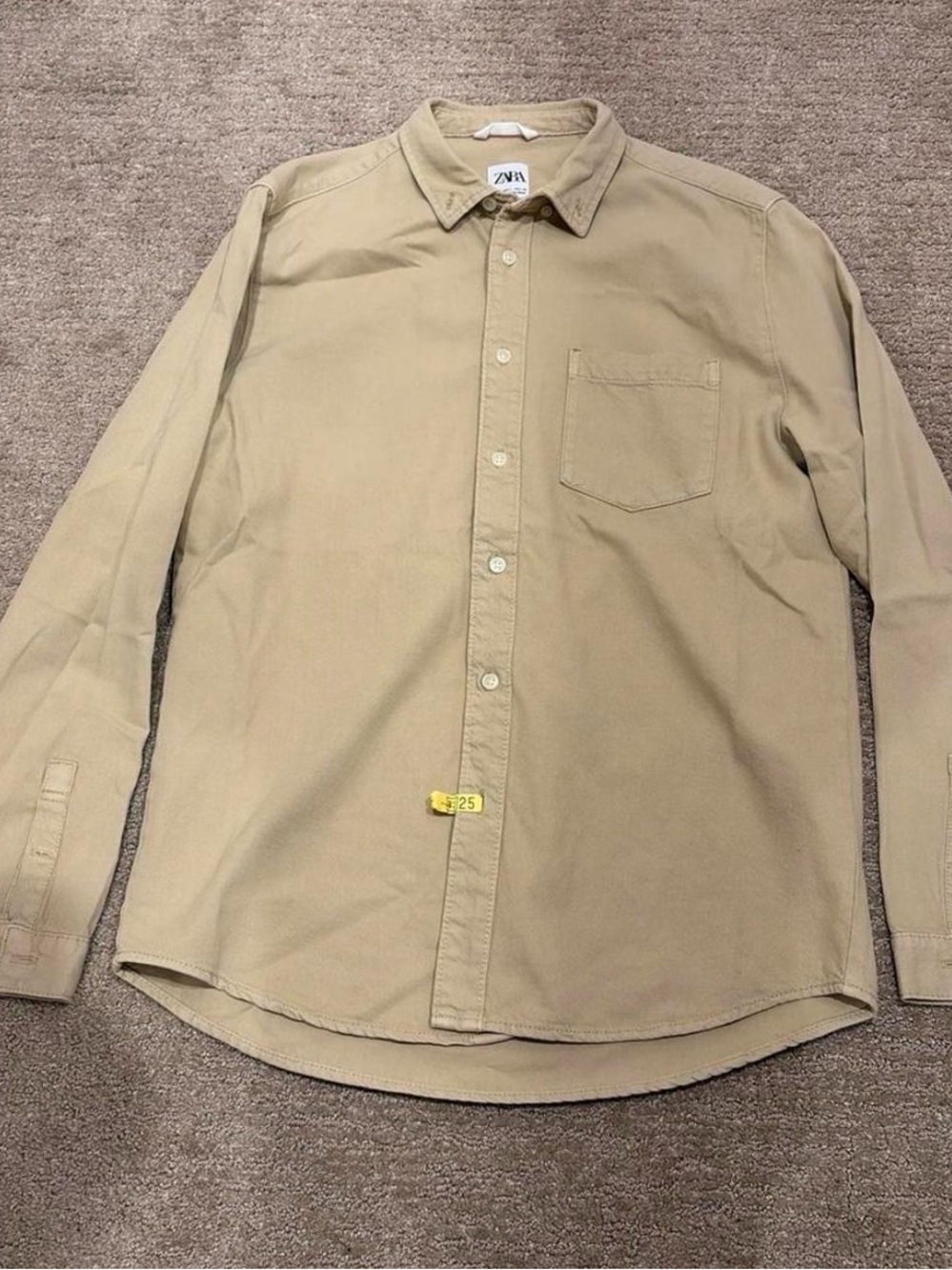 Zara Men's Casual Button-Down Shirt in Khaki